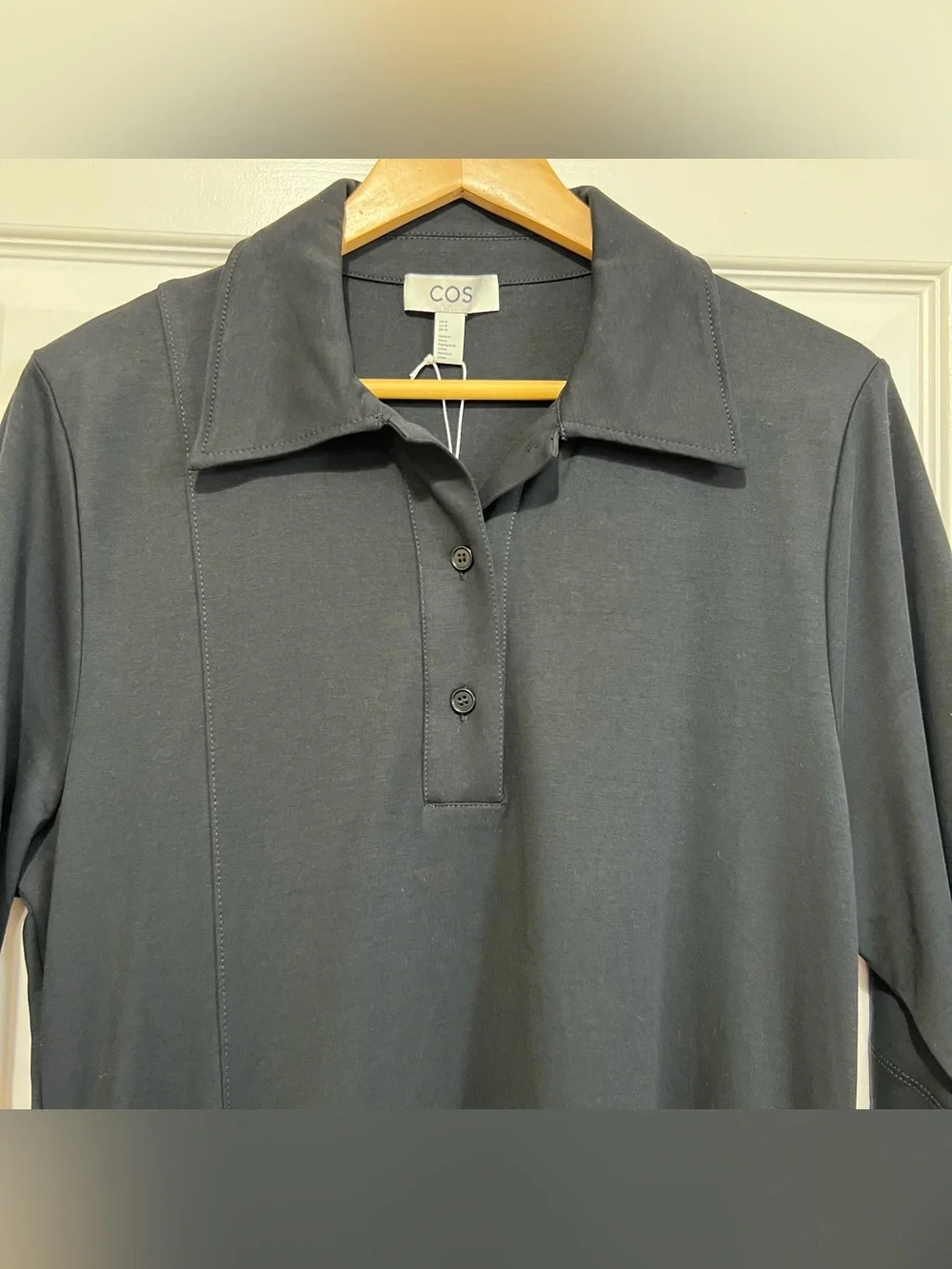 COS Asymmetric Polo Maxi Shirt Dress Black Size Medium NEW - Picture 4 of 16